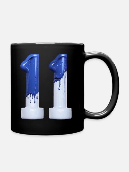 NR. 11 NUMMER 11 BLAU WEIß 11. GEBURTSTAG - Tasse einfarbig - Schwarz