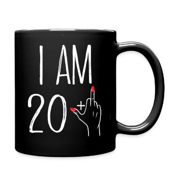 ICH BIN 20 + 1 Frau Geschenk zum 20-jährigen Jubiläum - Tasse einfarbig - Schwarz - Rechts
