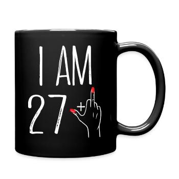 I AM 27 + 1 Gift Woman 27 Years Anniversary - Full Colour Mug - black - Right