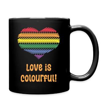 Love Is Colourful! (Heart / Pride / LGBTQIA+) - Full Colour Mug - black - Right