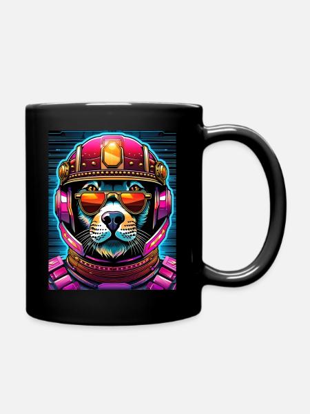 Retro space Lion - Mug uni - noir