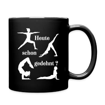 Heute schon gedehnt? Yoga Sport - Tasse einfarbig - Schwarz - Rechts