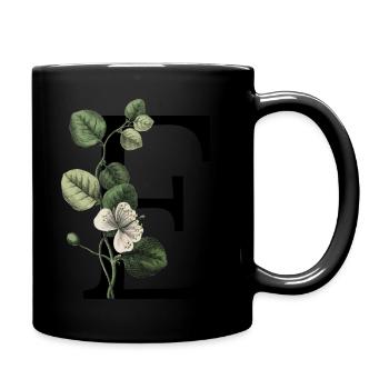 Grüner botanischer Buchstabe E - Tasse einfarbig - Schwarz - Rechts