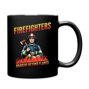 Firefighters - bravery beyond flames - Tasse einfarbig - Schwarz - Rechts