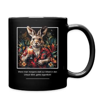 Kangaroo Lounger Vacation Fun Beach Summer Work - Full Colour Mug - black - Right