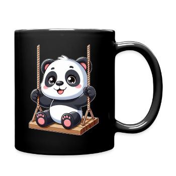 Panda sur balançoire aire de jeux amusante - Mug uni - noir - Droite