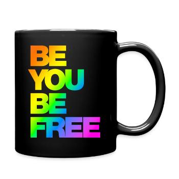 Typo Be You Be Free Diversity Rainbow - Tasse einfarbig - Schwarz - Rechts