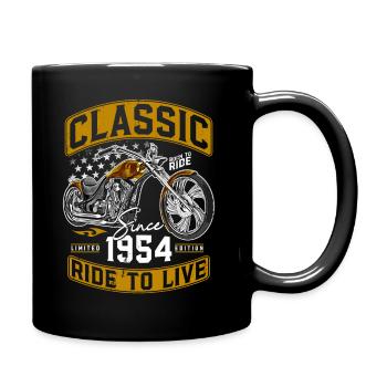 1954 Jahrgang Motorrrad Biker Motorradfahrer - Tasse einfarbig - Schwarz - Rechts