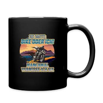 Bike oder Ich DLzG - Tasse einfarbig - Schwarz - Rechts