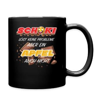 Schoki löst keine Probleme - Schokolade Spruch - Tasse einfarbig - Schwarz - Rechts