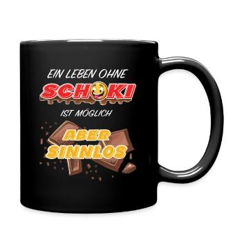 Lustiger Schokoladen Spruch - Leben ohne Schoki - Tasse einfarbig - Schwarz - Rechts