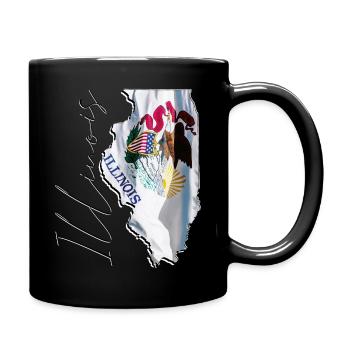 Illinois (USA) | echte Flagge | Flag Map Script - Tasse einfarbig - Schwarz - Rechts