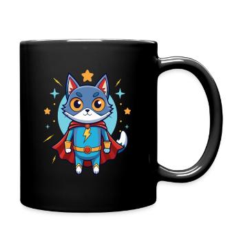 Hero Cat - Tasse einfarbig - Schwarz - Rechts