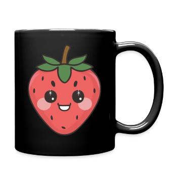süße Erdbeere kawaii - Tasse einfarbig - Schwarz - Rechts