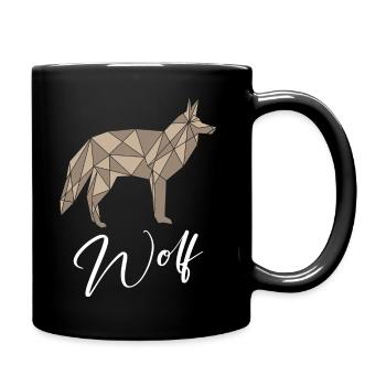 Loup Géométrique - Mug uni - noir - Droite