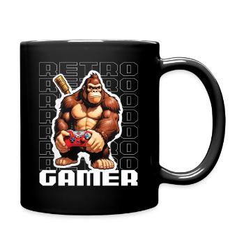 Retro Gamer Gorilla mit Controller Konsolenspiele - Tasse einfarbig - Schwarz - Rechts