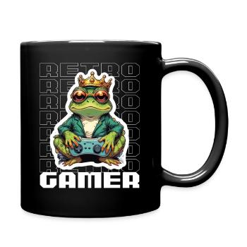Retro Gamer Frosch mit Controller Konsolenspiele - Tasse einfarbig - Schwarz - Rechts