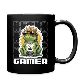 Retro Gamer Frosch mit Controller Konsolenspiele - Tasse einfarbig - Schwarz - Rechts