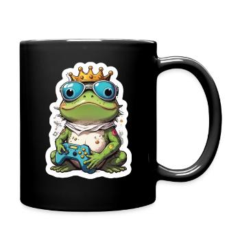 Retro Gamer Frosch mit Controller Konsolenspiele - Tasse einfarbig - Schwarz - Rechts