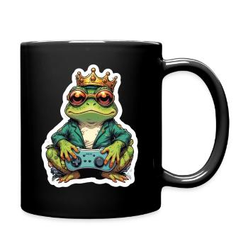 Retro Gamer Frosch mit Controller Konsolenspiele - Tasse einfarbig - Schwarz - Rechts
