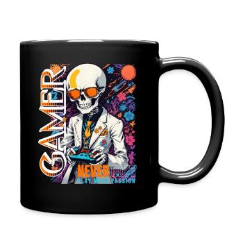 Retro Gamer Skelett mit Controller Konsolenspiele - Tasse einfarbig - Schwarz - Rechts