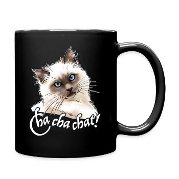 Burma-Katze "Cha Cha Katze!" (weißer Text) - Tasse einfarbig - Schwarz - Rechts