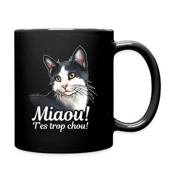 Chat noir et blanc Miaou - Mug uni - noir - Droite