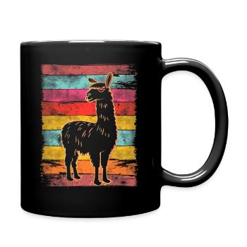 Lama Alpaka Vintage - Tasse einfarbig - Schwarz - Rechts