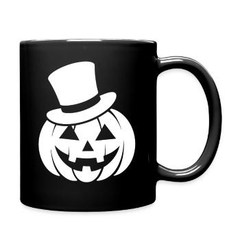 Citrouille d’Halloween souriante drôle avec chapeau haut de forme - Mug uni - noir - Droite
