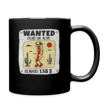 Wanted Dead or Alive Funny Hot Dog Cowboy - Full Colour Mug - black - Right