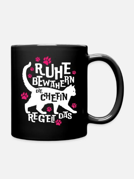 Cat Motive Keep Calm - Full Colour Mug - black