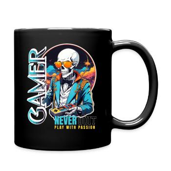 Le dicton des joueurs joue avec passion - Mug uni - noir - Droite
