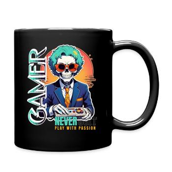 Le dicton des joueurs joue avec passion - Mug uni - noir - Droite