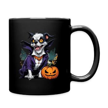 Chien d’Halloween avec costume de vampire citrouille - Mug uni - noir - Droite