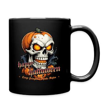 Halloween Crâne Citrouille Crâne Crâne Effrayant - Mug uni - noir - Droite