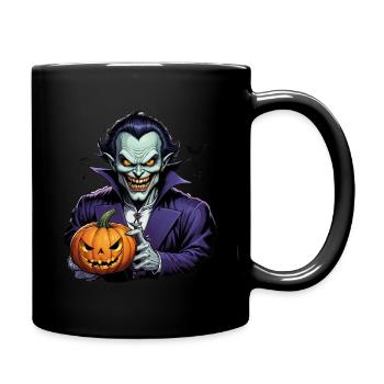 Vampire d’Halloween avec citrouille et chauves-souris - Mug uni - noir - Droite