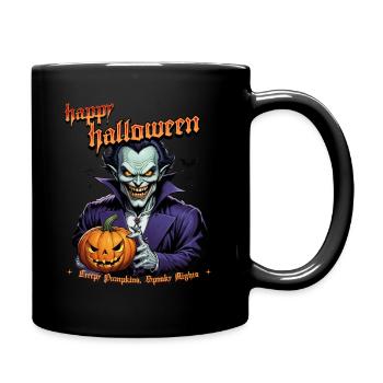 Vampire d’Halloween avec citrouille et chauves-souris - Mug uni - noir - Droite