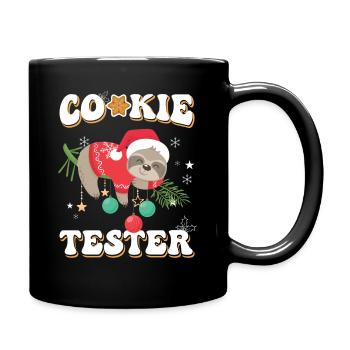 Lustiger Cookie Tester Faultier Im Weihnachtslook - Tasse einfarbig - Schwarz - Rechts