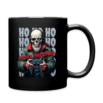 Fröhliche Weihnachten Gamer Totenkopf Stil - Tasse einfarbig - Schwarz - Rechts