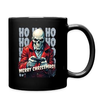 Fröhliche Weihnachten Gamer Totenkopf Stil - Tasse einfarbig - Schwarz - Rechts