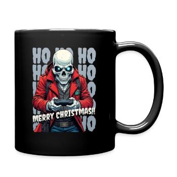 Fröhliche Weihnachten Gamer Totenkopf Stil - Tasse einfarbig - Schwarz - Rechts