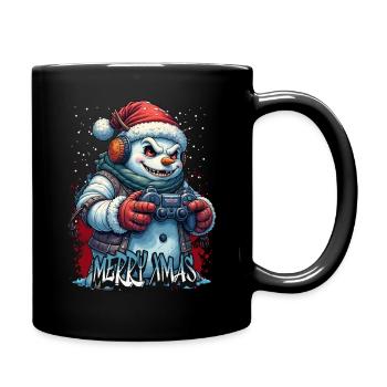 Méchant Noël Gamer Bonhomme de neige Joyeux Noël - Mug uni - noir - Droite
