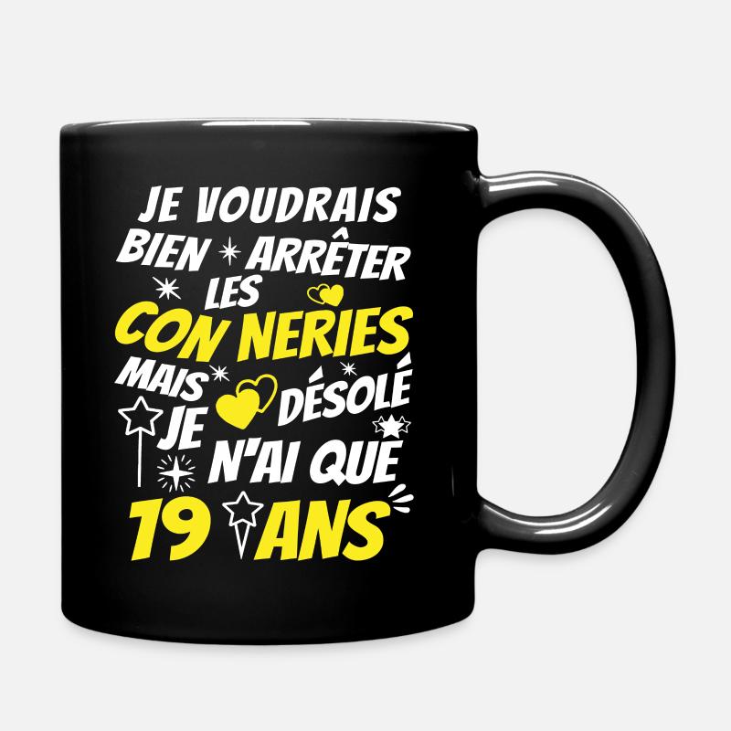 j'ai 19 ans / t-shirt anniversaire 19 ans - Mug uni - noir