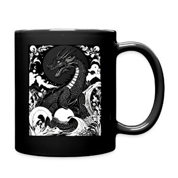 Schwarzer Drache - Tasse einfarbig - Schwarz - Rechts
