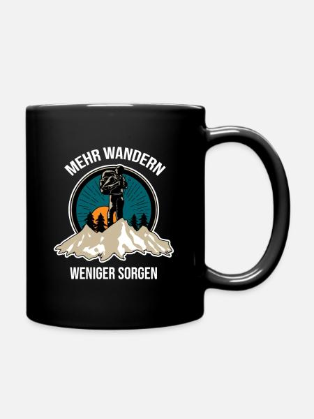 Mehr Wandern Weniger Sorgen - Outdoor-Enthusiast - Tasse einfarbig - Schwarz