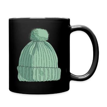 Wollmützen Winter T-Shirt Weihnachten Mütze - Tasse einfarbig - Schwarz - Rechts