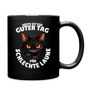 Schlechte Katzen Laune - Tasse einfarbig - Schwarz - Rechts