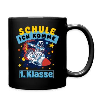 Einschulung Schulkind 1. Klasse Astronaut Weltall - Tasse einfarbig - Schwarz - Rechts