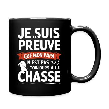 mon papa n'est pas toujours à la chasse - Mug uni - noir - Droite