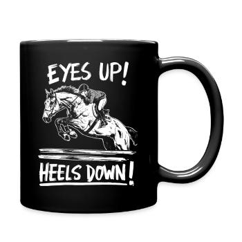 Perfekte Reithaltung: Augen hoch - Tasse einfarbig - Schwarz - Rechts